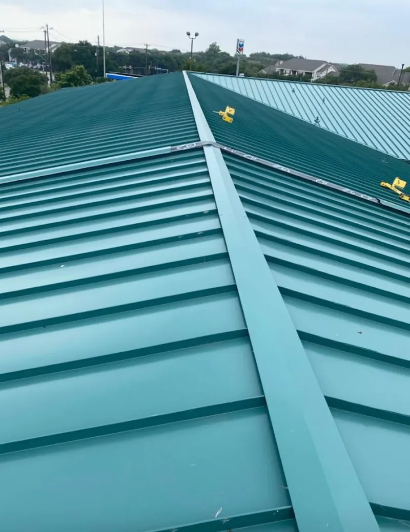 Green commercial metal roof ridge and valley for Metal Roof Repair in Spanish Fort